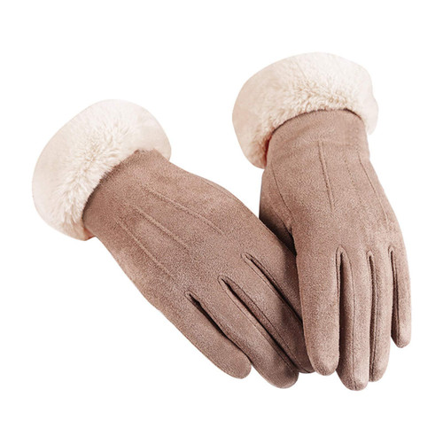 HUANLE Touch Screen Gloves Dual-layer Elastic Thermal Warm Gloves Fleece Lining Winter Gloves for Women Cold Weather (Coffee, One Size)