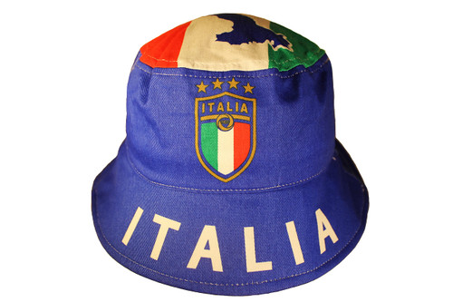 Superdave Superstore Italia Italy FIGC Logo 4 Stars Adults Bucket HAT Cap .. Size : 59 Cm Or 7 3/8 New Multi