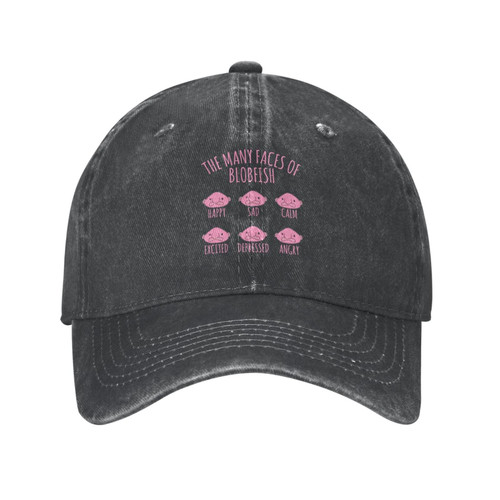 The Many Faces of Blobfish Baseball Cap Classic Adjustable Dad Hat Cotton Vintage Unstructured Unisex Black