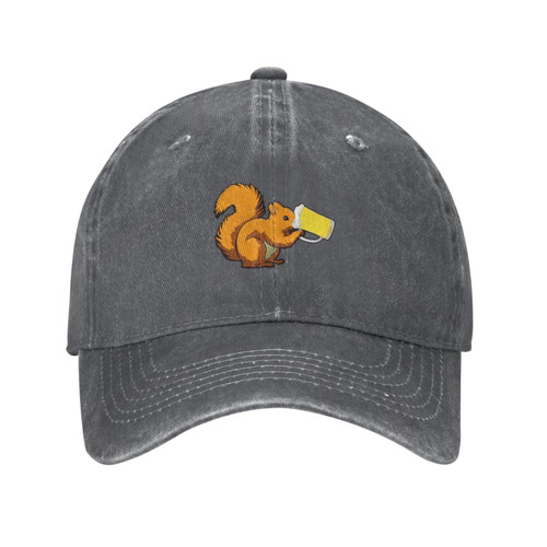 Squirrel Drinking Beer for Animal Baseball Cap Classic Adjustable Dad Hat Cotton Vintage Unstructured Unisex Deep Heather