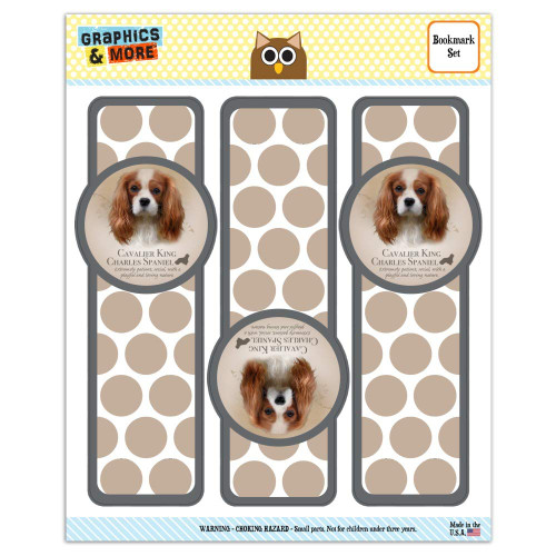 Cavalier King Charles Spaniel Dog Breed Set of 3 Glossy Laminated Bookmarks