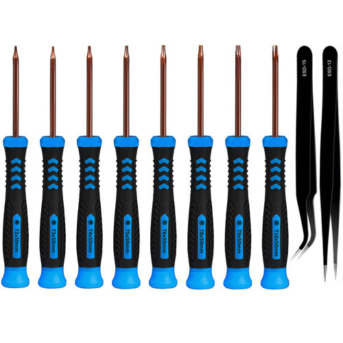 Torx Screwdriver Set, Security Torx Screwdrivers T2 T3 T4 T5 T6 T7 T8 T9 T10 Tool Kits for Small Torx Screws Repair, Upgraded Version
