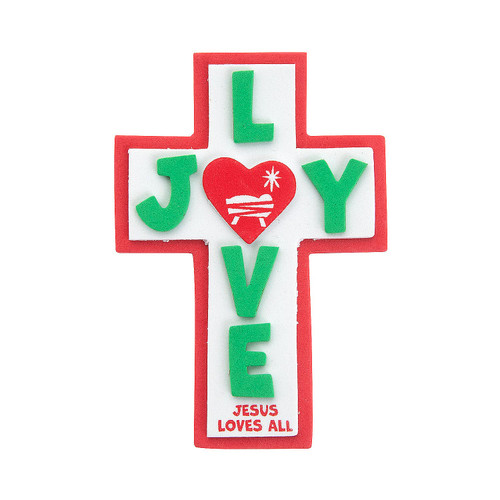 Fun Express Joy and Love Cross Magnet Craft Kit - Craft Kits - 12 Pieces