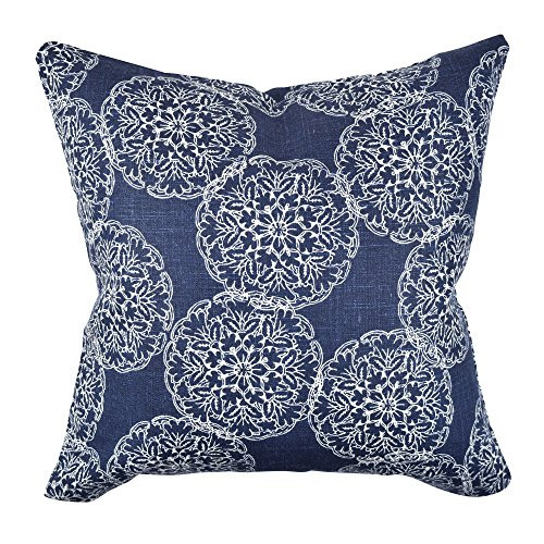 In My Own Style by Vesper Lane FL06BLZ20I Floral Throw Pillow 20" x 20" Deep Blue