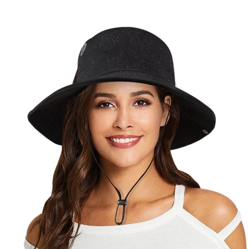 Unisex Waterproof Bucket Hat,Wide Brim Boonie Hat Sun Hats for Men Women,Outdoor Foldable Fishing Hiking Beach Safari Hat (Black)