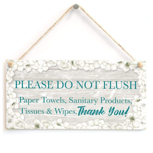 Hty Please DO NOT Flush Paper Towels, Sanitary Products, Tissues & Wipes. Thank You! - Warning Notice for Septic Tank Toilet Small Plaque for W.C 10"x5"?25x12.5 cm?