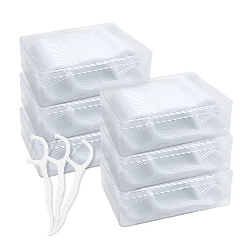 Travel Dental Floss Case, Modixun 6Pack 300pcs High Toughness Dental Floss Picks, Unflavored Dental Flossers, Dental Picks, Floss Picks, Toothpicks Sticks, Tooth Flossers with Travel Case, 300pcs