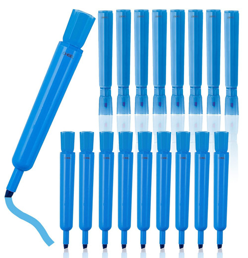 1InTheOffice Blue highlighters Chisel Tip Highlighter, Chisel Marker, Fluorescent Highlighter, Blue, Barrell-Tank Clip, 12 Pack