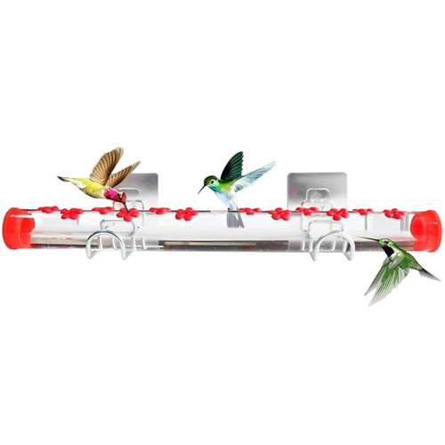 Window Mount Hummingbird Feeder, Top Fill Humming Bird Feeder Tube Clear Plastic Tube Humming Birds Feeder with 14 Ports Leakproof for Standing Easy to Fill Window Mount Hummingbird Feeder, Top Fill Humming Bird Feeder Tube Clear Plastic Tube Humming Birds Feeder with 14 Ports Leakproof for Standing Easy to Fill