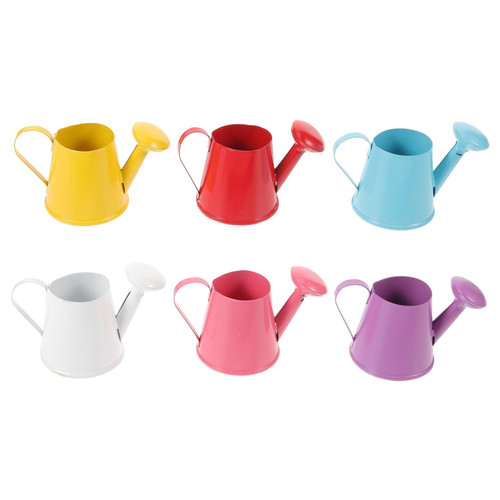 FUNOMOCYA 6Pcs Mini Kettle Indoor Flower Pot Small Indoor Watering can Indoor Plant Pot Decorative Plant pots Planter Pot Indoor Plant pots Indoor Mini Plant pots Iron Sheet Small Kettle