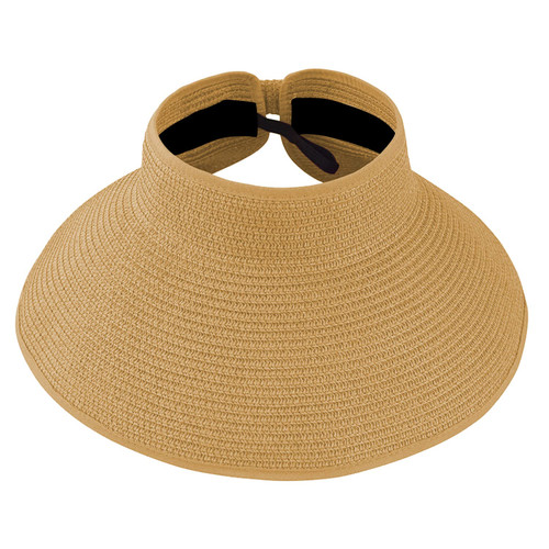 DOOVID Straw Hats for Women Wide Brim Sun Hat UV Protection Visor Foldable Beach Hat Summer Khaki One Size