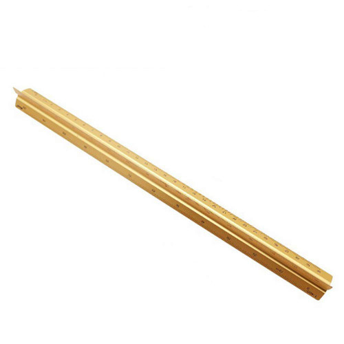 12 Inch Architect Scale Ruler, Aluminum Metric Triangular Scale Ruler for for Students, Architects, Engineers, Draftsman Gold