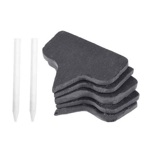 M METERXITY 5 Pack Plant Label Tags - Semicircle Shape Slate Garden Stakes Pot Marker with Chalks, Apply to Outdoor/Garden
