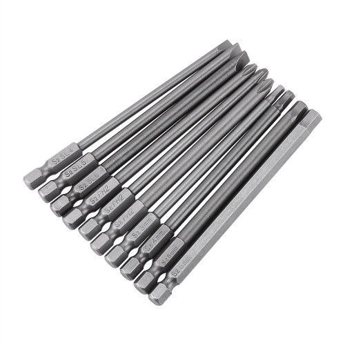10 pcs Screwdriver Bit Set Magnetic, 1/4 Inch Hex Shank, 100mm Long Magnetic BST Screwdriver Bits Set, for electric screwdrivers