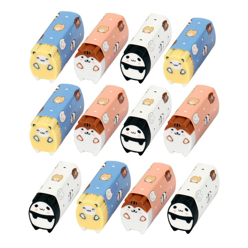 Animal Erasers Desk Pet 12 Pack Long Animal Erasers for Kids Bulk Pencil Eraser Cute Fun Puzzle Erasers for Students School Supplies Prize Gifts Party Favors