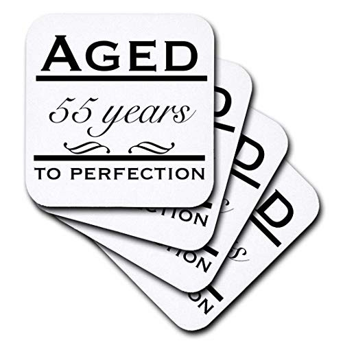 3dRose cst_157396_1 Aged 55 Years to Perfection. Happy 55Th Birthday-Soft Coasters, Set of 4