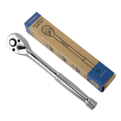 UYECOVE 3/8 Inch Drive Ratchet Wrench, 3/8 Ratchet Wrench, Socket Wrench, 72-Tooth Quick-release Reversible Cr-Mo Head, Chrome Steel Made - 7.9''20cm