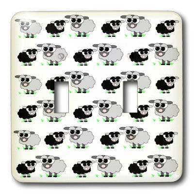 3dRose lsp_6309_2 Cute Black and Grey Sheep Print Double Toggle Switch Multicolor