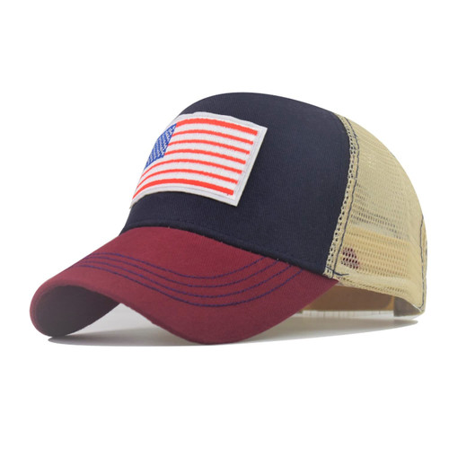 VOASTEK Trucker Hats American Flag Hats for Men Women, Adjustable Plain Baseball Cap Perfect for Running and Workouts