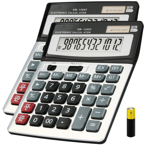 Envysun Desk Calculators, Envysun 12-Digit Solar Battery Desktop Office Calculators (2pcs Calculator)