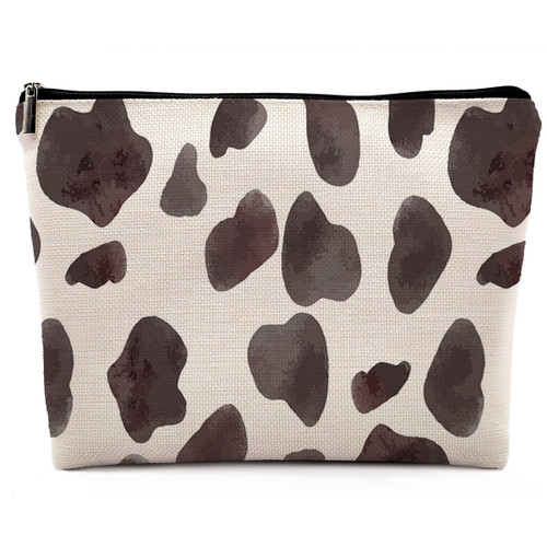 Dwept Cow Print Makeup Bag, Black and White Cow Print Makeup Bag for Purse, Western Cow Prints Cosmetic Bag, Cow Print Gifts Pouch Bag, Cow Makeup Bag for Cow Lovers Women Girls