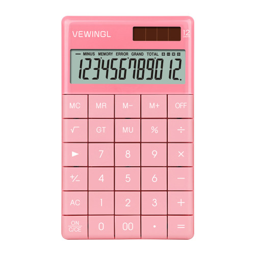 VEWINGL Laptop Keyboard Calculator 12 Digit,Dual Power Battery and Solar,Desk Calculator with Large LCD Display for Office,School, Home & Business Use,Tablet Button,Automatic Sleep.6.5 * 4 in (Pink)