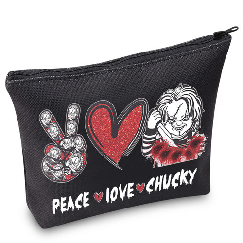 WZMPA Chucky Fans Cosmetic Bag Chucky Inspired Gift Peace Love Chucky Makeup Zipper Pouch Bag Horror Movie Merchandise (Peace Chucky)