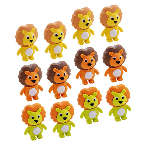 Vaguelly 12pcs Bulk Gifts Mini Pencils Animal Erasers Bulk Erasers Delicate Erasers Portable Drawing Erasers 3D Erasers Crafts Erasers Drawing Supplies TPR Three-Dimensional Student