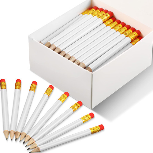 72 Pieces Golf Pencils Half Pencils with Eraser Baby Shower Pencils Mini Pencils for kids for Baby Shower Bridal Shower Wedding Golf School Office (White)