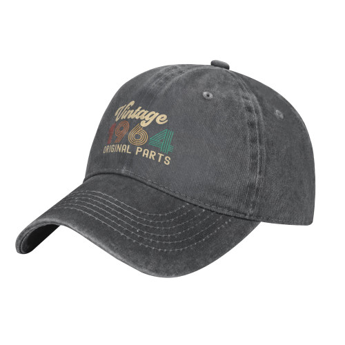 Vintage 1964 Original Parts Birthday Washed Denim Baseball Cap Cotton Adjustable Unisex Hat Funny Fashion Dad Caps