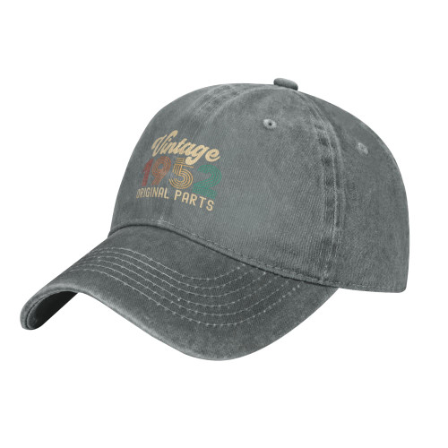 Vintage 1952 Original Parts Birthday Washed Denim Baseball Cap Cotton Adjustable Unisex Hat Funny Fashion Dad Caps