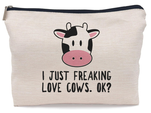 Lacosu I Just Freaking Loves Cows OK Makeup Bag,Rustic Cute Dairy Cow Cosmetic Makeup Bag for Cow Lovers Farm Women Girls,Birthday Christmas Valentine's Day Gift Makeup Bag Lacosu I Just Freaking Loves Cows OK Makeup Bag,Rustic Cute Dairy Cow Cosmetic Makeup Bag for Cow Lovers Farm Women Girls,Birthday Christmas Valentine's Day Gift Makeup Bag