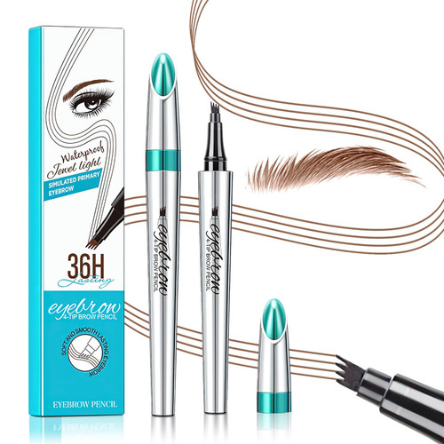 Eyebrow Pencil Eyebrow Microblading Pen - Eyebrow Pen Micro 4 Point Brow Pen Lift & Snatch, Waterproof & Smudge-proof, Brow Pencil Long-Lasting, Eye Makeup for Glossier Brow Flick (Light Brown)