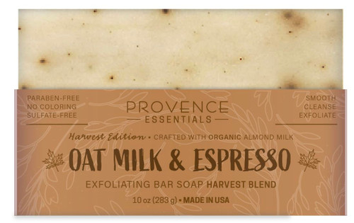 PROVENCE ESSENTIALS Bar Soap All Natural Exfoliating Bar, Harvest Blend, Made with Organic Almond Milk (OAT MILK & ESPRESSO)