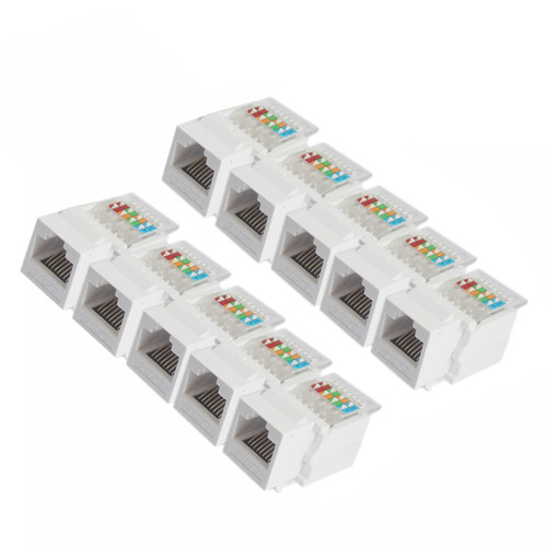 10 pcs CAT6 RJ45 Cat 6 90 Degree Punch Free Socket Module Connector Network Coupler Ethernet Wall Jack Keystone Jack RJ45 Ethernet Module CAT6 Network Coupler Stamping Adapter