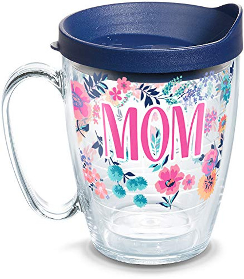 Tervis 1317577 Mom Dainty Floral Insulated Tumbler with Wrap and Lid, 16 oz Mug - Tritan, Clear
