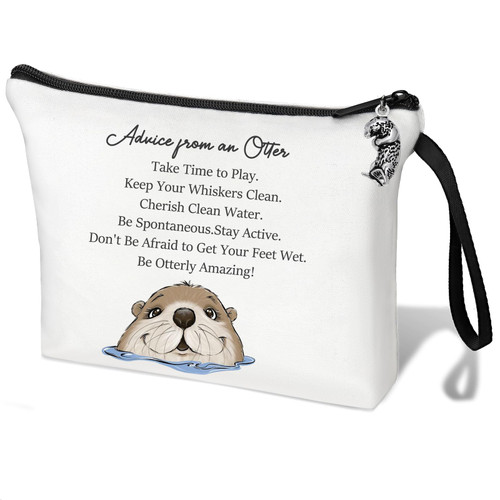 LANJU Sea Otter Gifts Otter Stuff Otter Makeup Bag Otter Cosmetic Bag Otter Gifts for Her (White Otter gift)