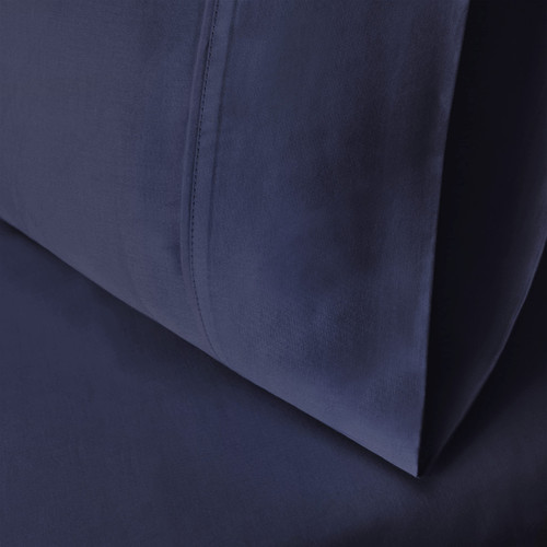 Superior 100% Egyptian Cotton 400 Thread Count Solid 2-Piece Pillowcase Set, King, Navy Blue