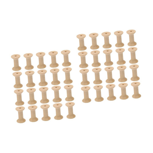 TEHAUX 40 Pcs Wooden Thread Spools Glass Holder Spools Empty Crafts Spools Yarn Kit Sewing Project Kits Weaving Bobbins Thread Stand Electric Cord Reels Bamboo Sewing Machine Hourglass