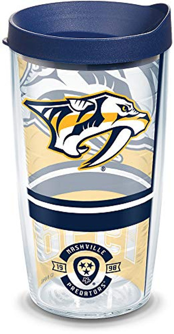 Tervis 1303458 NHL Nashville Predators Top Shelf Insulated Tumbler with Wrap and Navy Lid, 16oz, Clear Tervis 1303458 NHL Nashville Predators Top Shelf Insulated Tumbler with Wrap and Navy Lid, 16oz, Clear