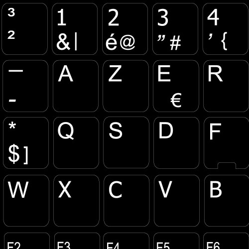 4Keyboard Replacement Belgian French Keyboard Labels ON Black Background