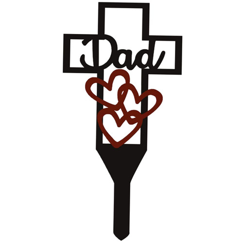 OFFSCH Memorial Grave Markers Cemetery Stake Grave Cross Lawn Stake Sympathy Garden Stake Holy Cross Cemetery Memorial Decor Memorial Plaque Grave Marker Stand Iron Cross Garden Metal Dad
