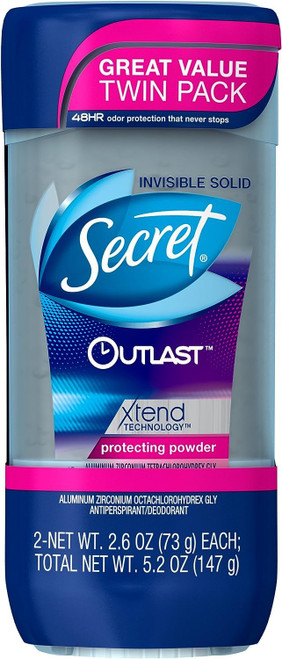 Secret Outlast Clear Gel Antiperspirant Deodorant, Protecting Powder, 2.6 oz each, Pack of 2