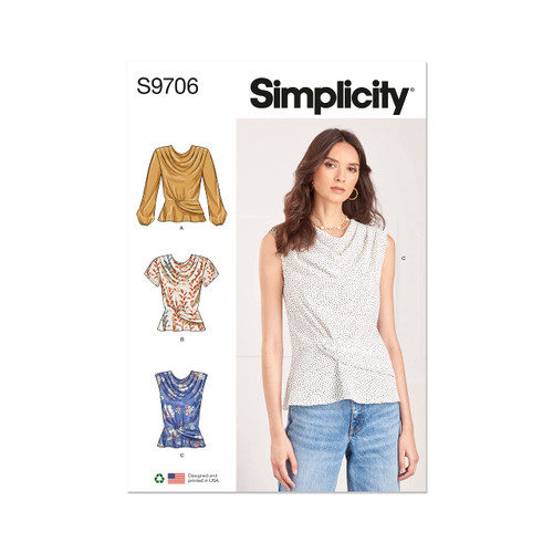Simplicity Misses' Tops Sewing Pattern Kit, Code S9706, Sizes 8-10-12-14-16, Multicolor