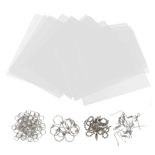 Shrink Plastic Sheet Kit, Sheets Shrinky Dink Paper for Buttons for Jewelry for Key Chains