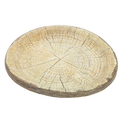 BCOATH 10pcs Party Tableware Wood Grain Party Plates Wood Grain Dinnerware Appetizer Tray Salad Plates