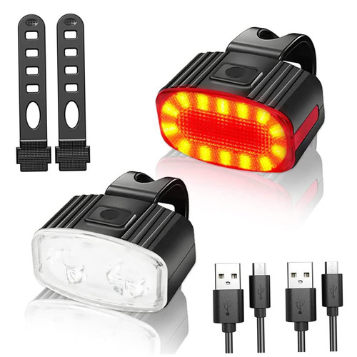 2Pcs Bicycle Lights Front and Rear, Bike Light Set 6 Modes Bike Headlight and Tail Light Set IPX4 Waterproof Rechargeable Bicycle Led Lights for Night Riding Safety