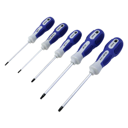 Antrader Torx Screwdriver Set with Magnetic Tip,(T9, T10, T15, T20,T25) Professional Torx Driver Star Screwdrivers Set(5Pcs,Blue)