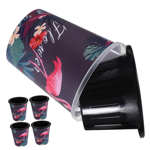 CIYODO 5pcs Flower Pots Succulents Pot Vintage Flowerpot Resin Planter Wood Grain Flowerpot Resin Flowerpot