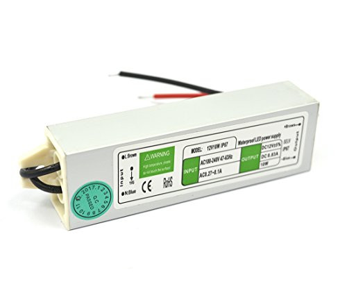Karcy Waterproof IP67 LED Power Supply Constant Voltage LED Transformer Driver Power Supply 110V AC to 12V DC Low Voltage Output Transformer (10W)
